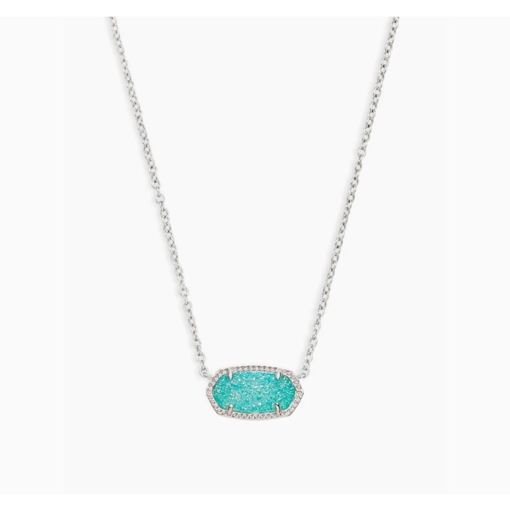 Kendra Scott Elisa Silver Pendant Necklace in Teal Drusy